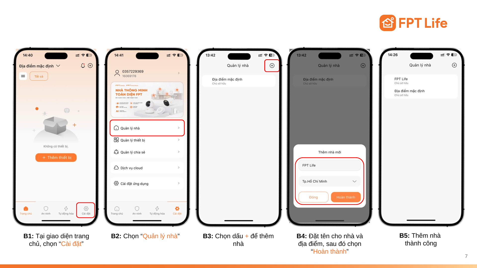 Cách tạo nhà và chọn vị trí trên App FPT Life